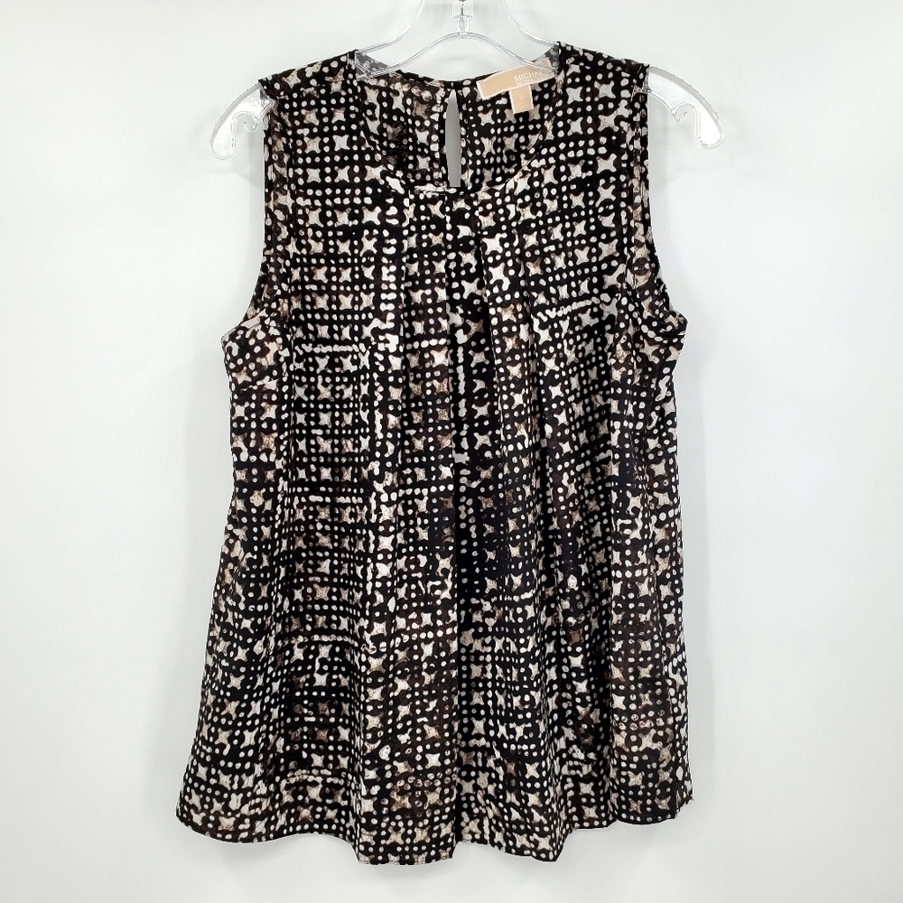 Michael Michael Kors Pleated Printed Sleeveless Top